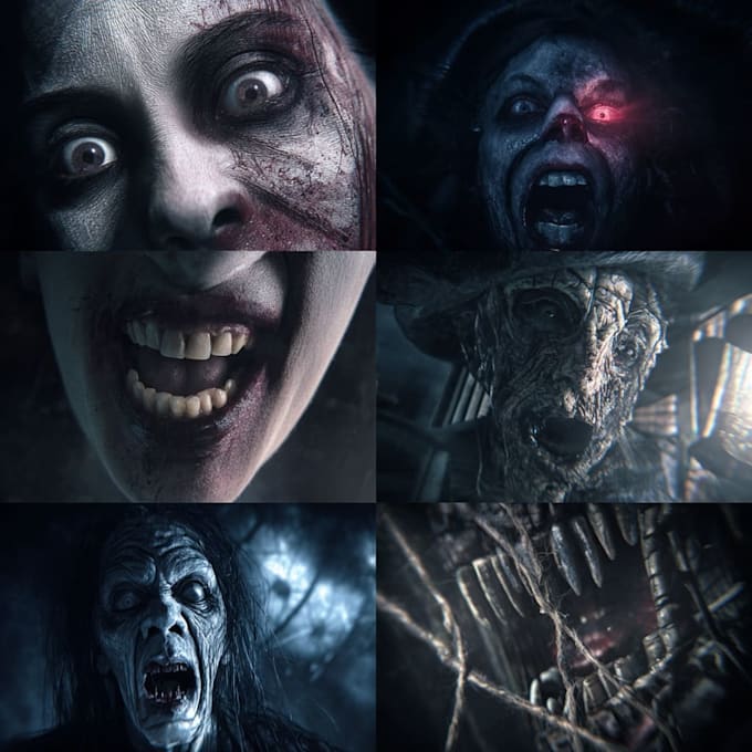 do highly detailed horror gaming youtube thumbnail