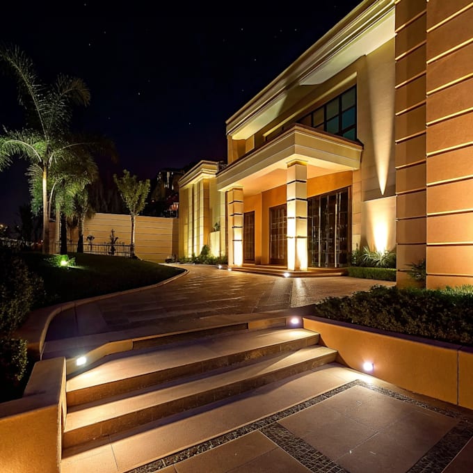 exterior lighting design, facade or landscape lighting