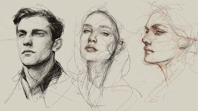 draw freehand digital scribble sketch, line art