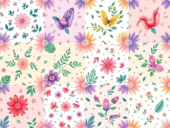 create seamless patterns in watercolor, acrylic or computer graphics