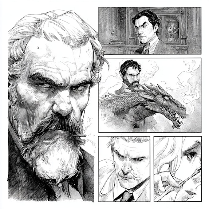 comic book illustration, comic graphic novel comic strip