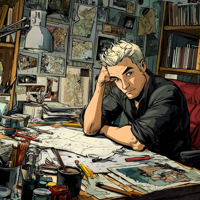 draw a comic book, page and book cover