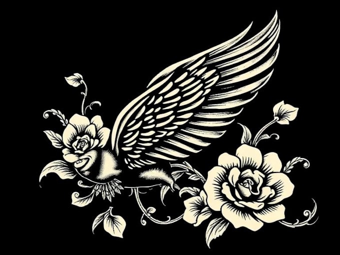 draw a custom linocut style flash tattoo design
