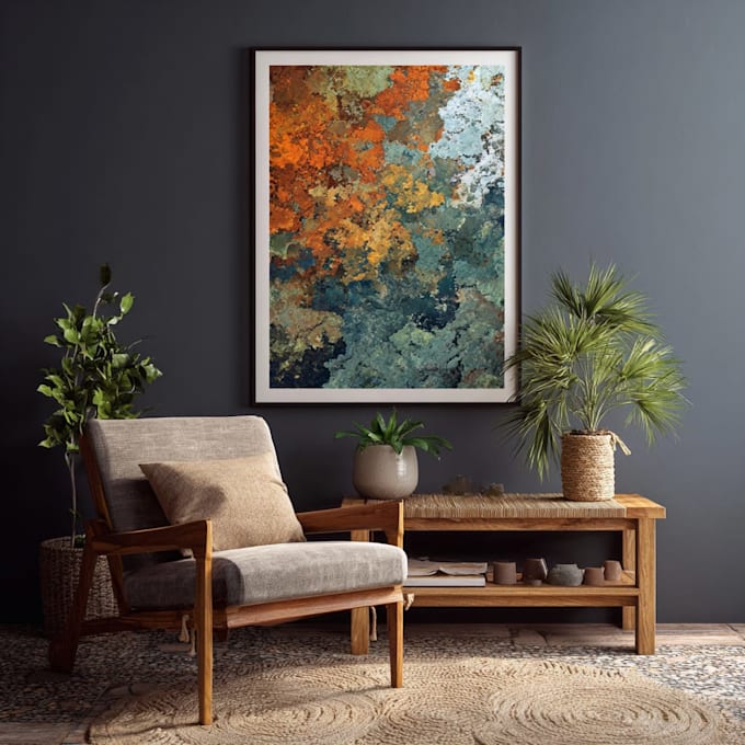 create unique printable digital oil paint abstract wall art design