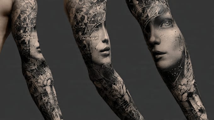draw a full sleeve tattoo design unique modern