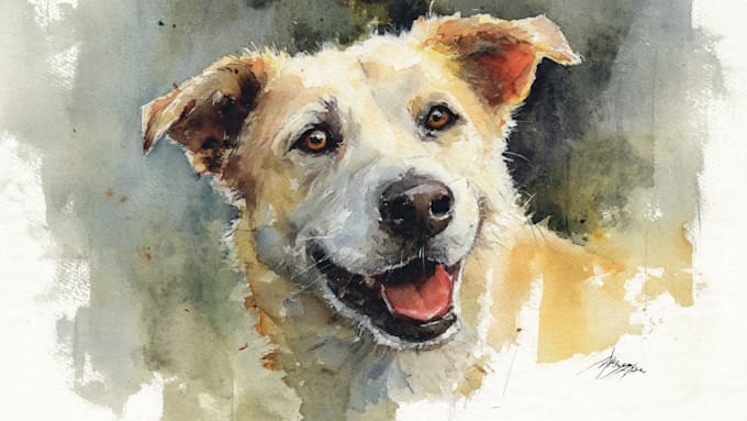 draw watercolor pet portrait