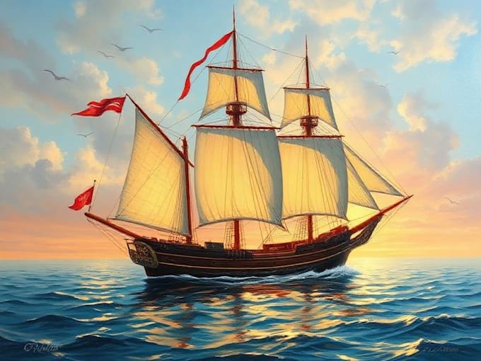 create ship oil painting for you