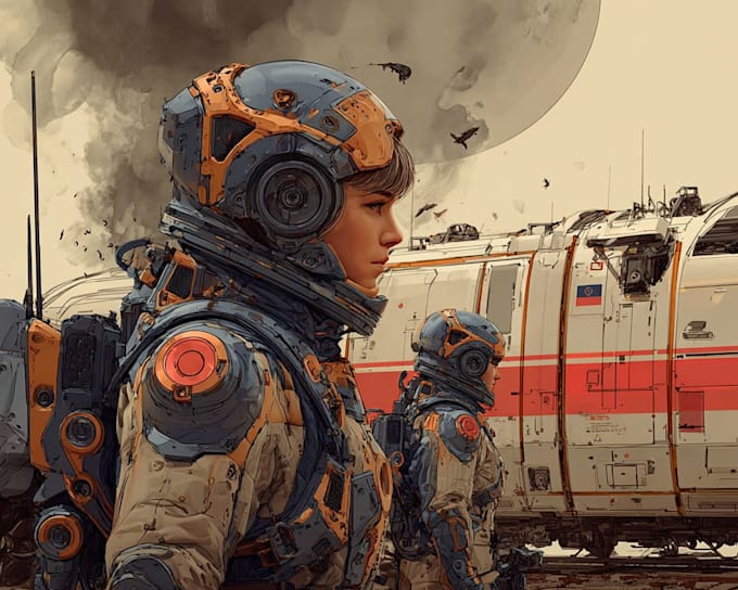 draw futuristic sci fi scenes and space concept art