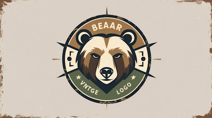 do unique bear head vintage logo 1 day