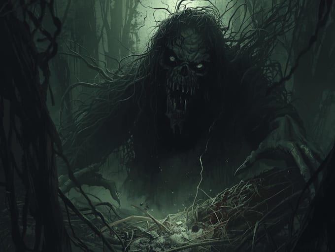 draw dark, horror illustration