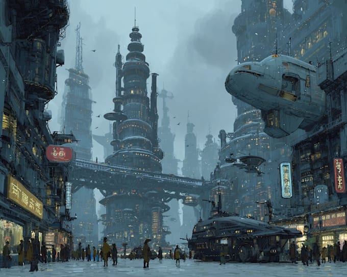 Make a science fiction city and cyberpunk art by Royceaul | Fiverr