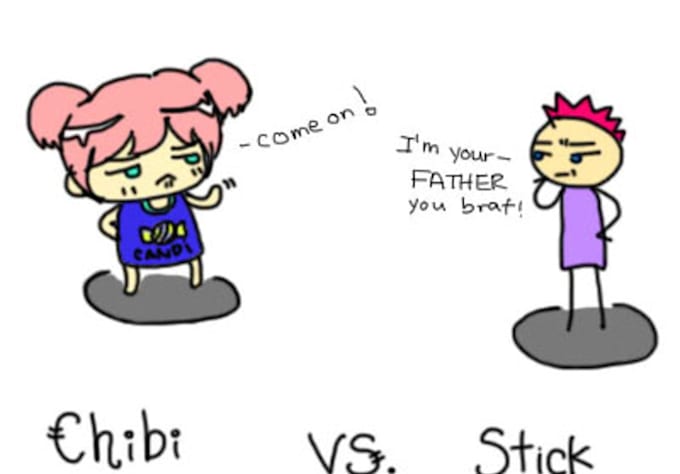 draw a chibi / stick figure style picture or comic strip