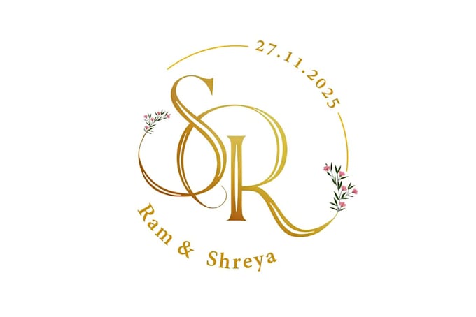 design a minimalist wedding logo, wedding monogram, initials