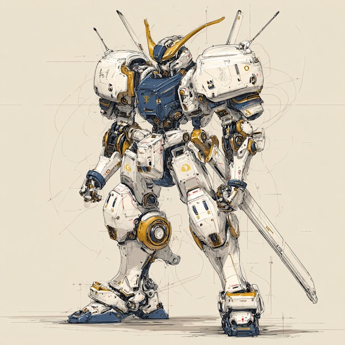 design unique mecha robot art for your project