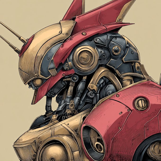 draw a mecha robot art and illustration
