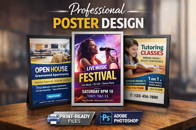 design a professional flyer or poster in photoshop