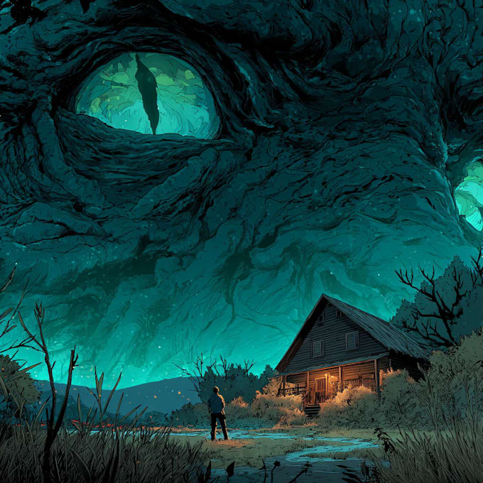make a horror style illustration, artwork, cover