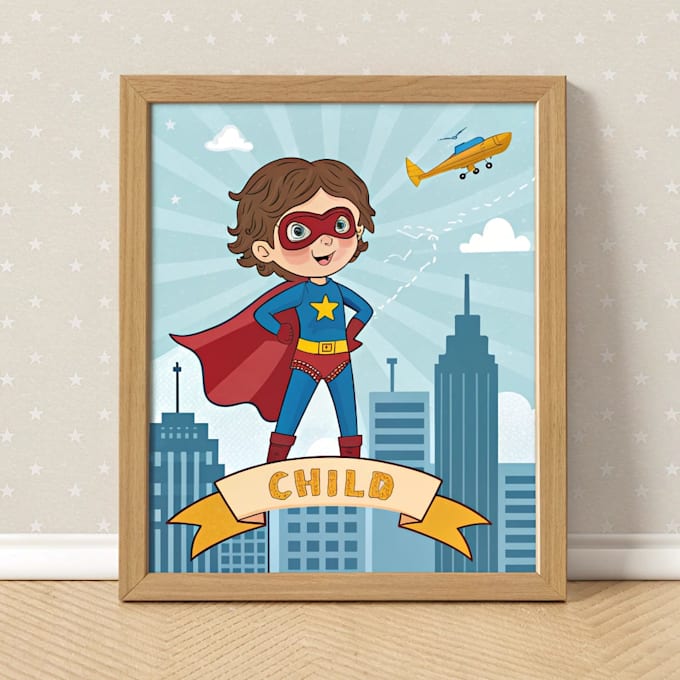 make personalized superhero portrait gift for kids