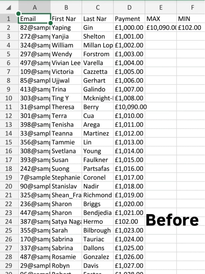 format and organize excel data professionally