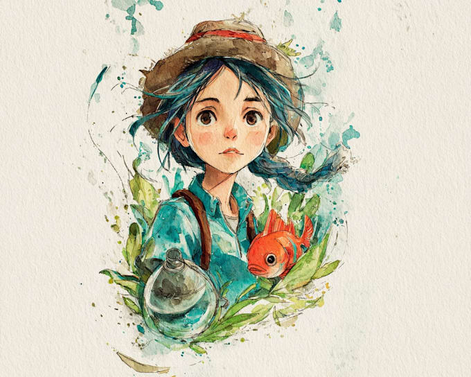 create watercolor cartoon and illustration