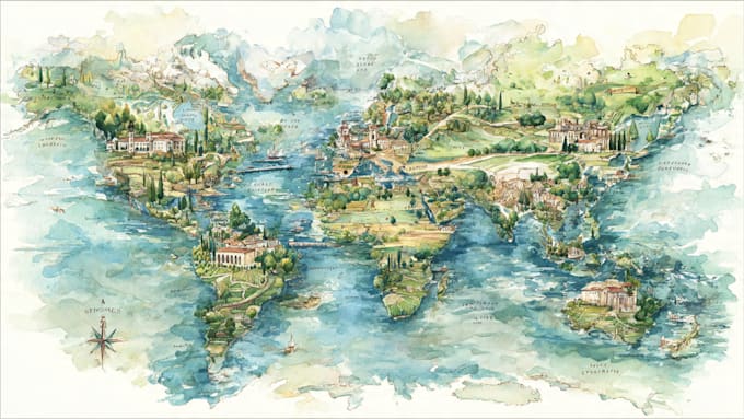 do custom watercolor wedding map