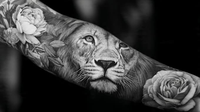 create a black and white tattoo design