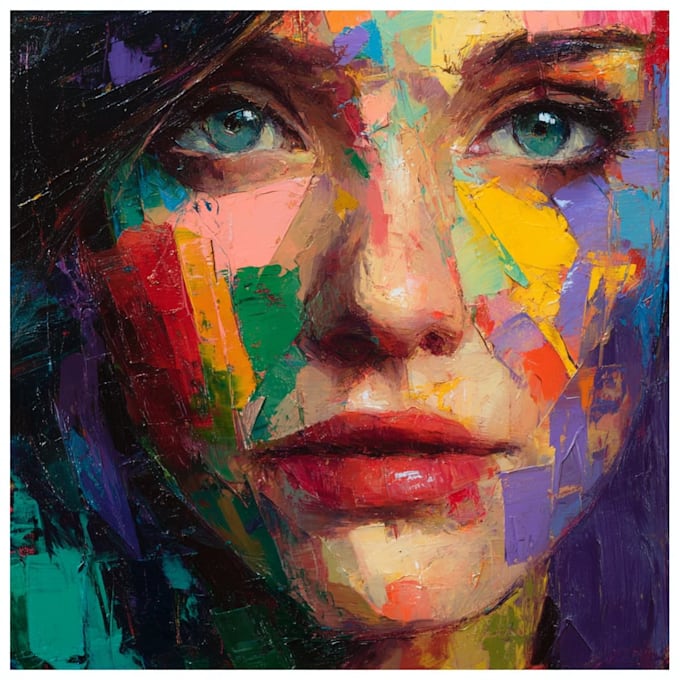 paint expressive colorful abstract portrait