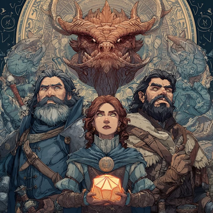 create dnd party art illustration