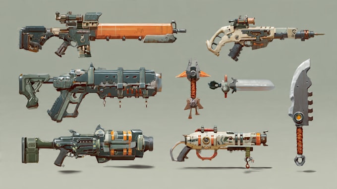 create weapon design and illustration