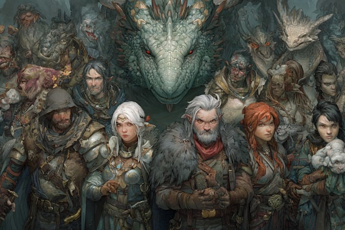 do dnd group party dnd character art, dnd party