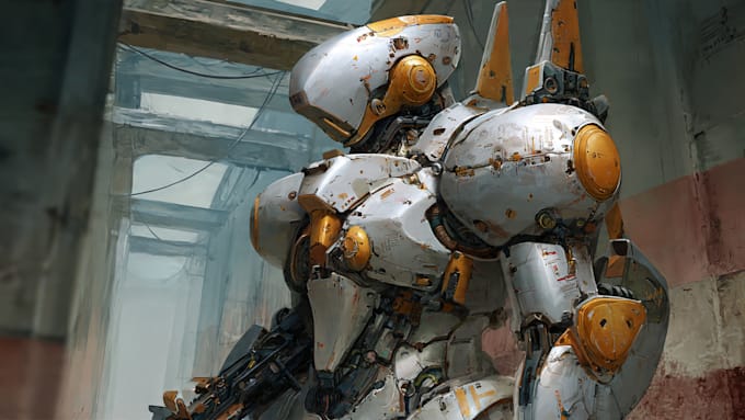 illustrate high quality futuristic mecha designs
