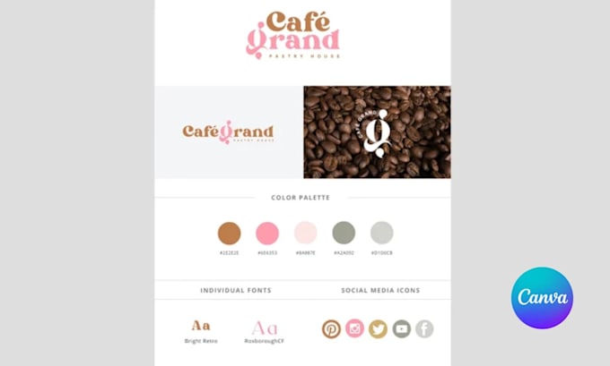 Do fully editable canva branding kits minimalist logo brand style guide ...