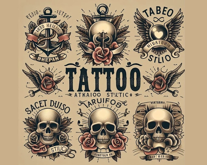 create vintage tattoo studio badges logo
