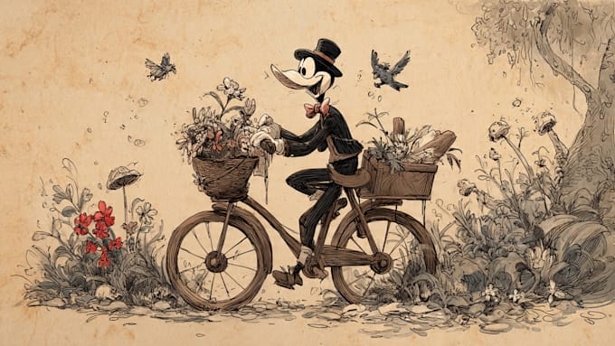 create unique vintage cartoon illustration