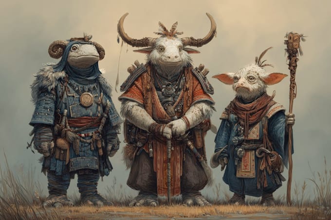 design dnd character, fantasy character, dnd party