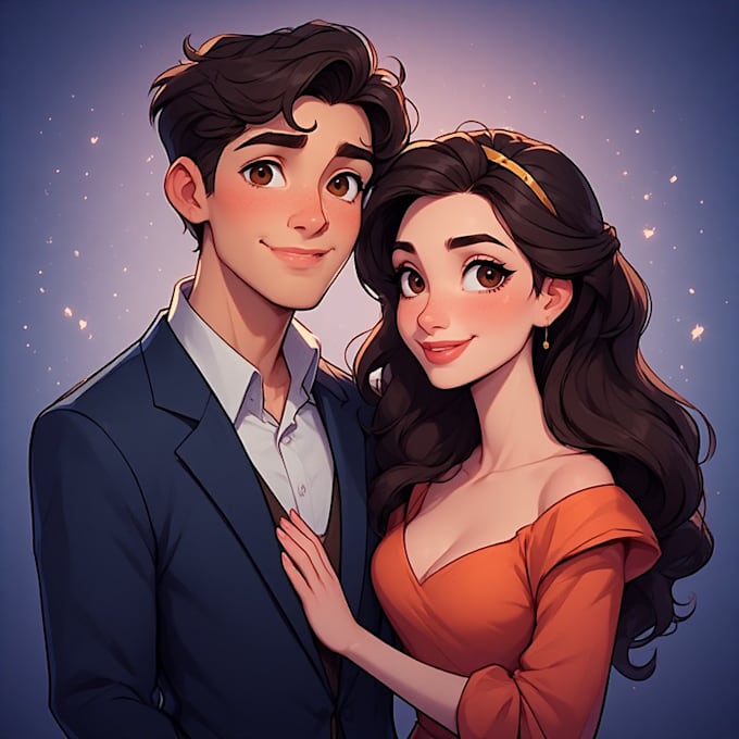 make cartoon disney couple portrait