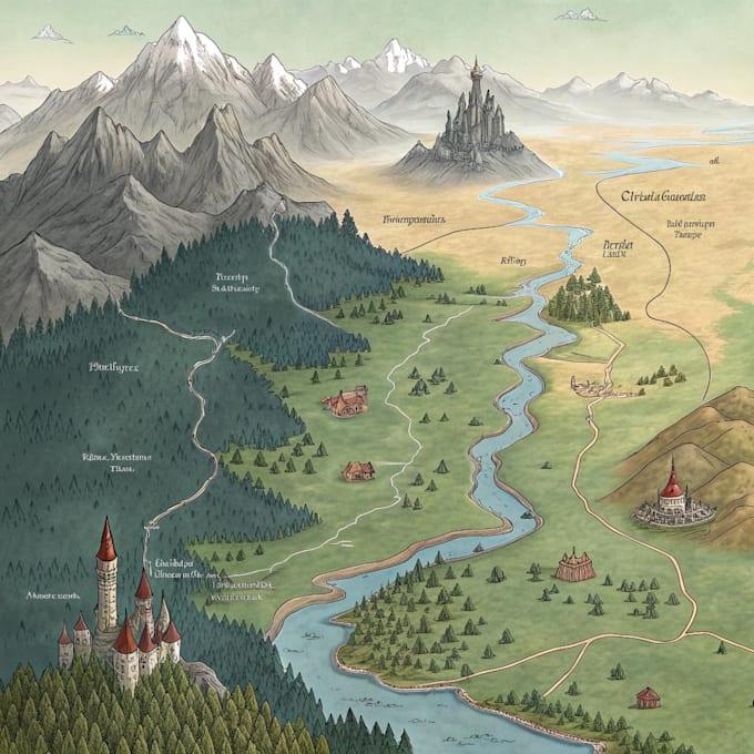 Make map illustration fantasy map design map fantasy by Tazrurtassi ...