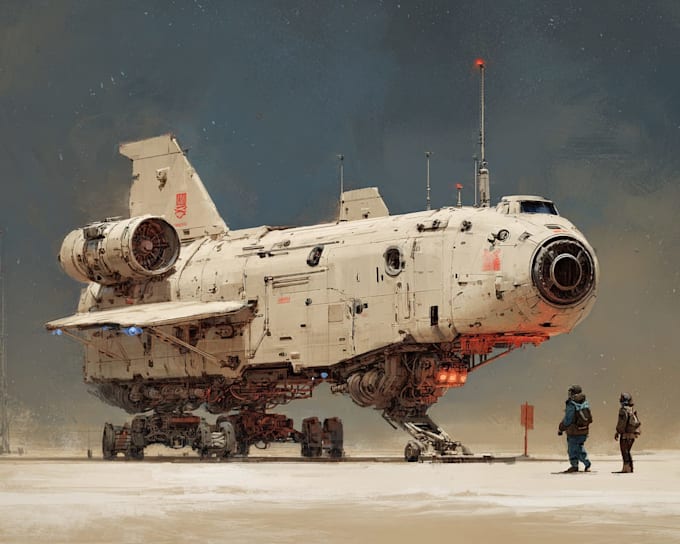 design a spaceship, sci fi illustration and sci fi art