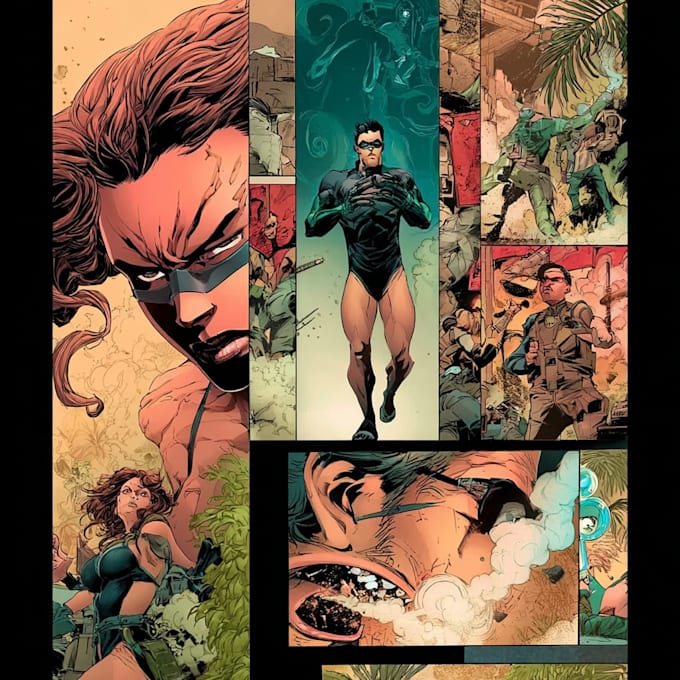 illustrate comic cover art and splash pages