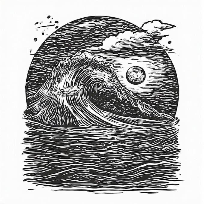 create artistic linocut illustration with fast delivery