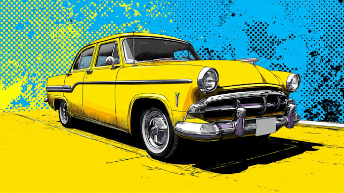 classic car pop art roy lichtenstein style