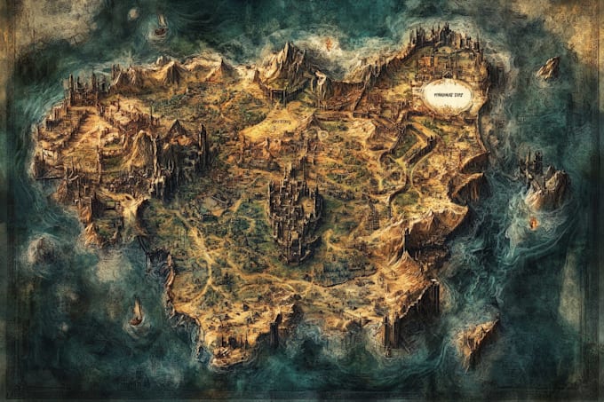 create event, tourist, and fantasy map illustration