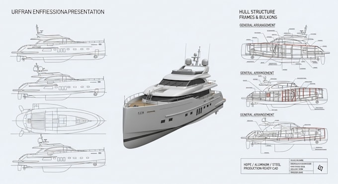 Design modern yachts and boats with structural drawings hdpe, aluminum ...