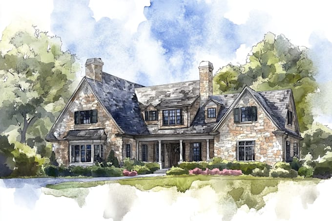paint watercolor house portrait