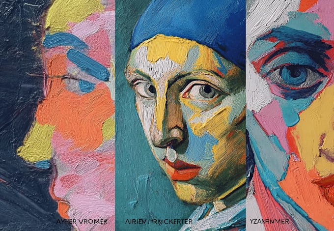 paint expressive colorful abstract portraits
