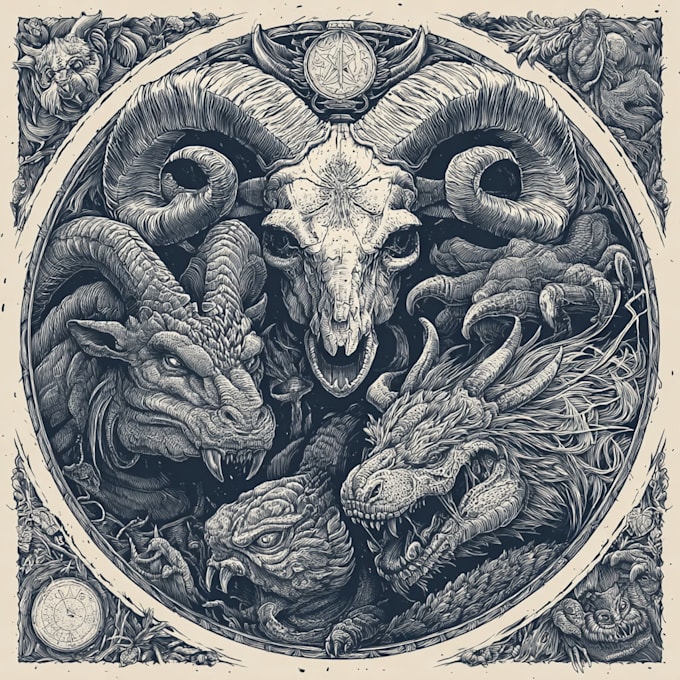do mythical beasts, monsters, fantasy logo or illustrations
