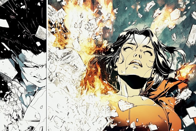illustrate a superhero comic cover art
