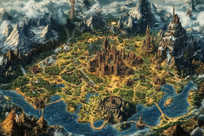 Do fantasy map illustration for map by Orishibodeau | Fiverr