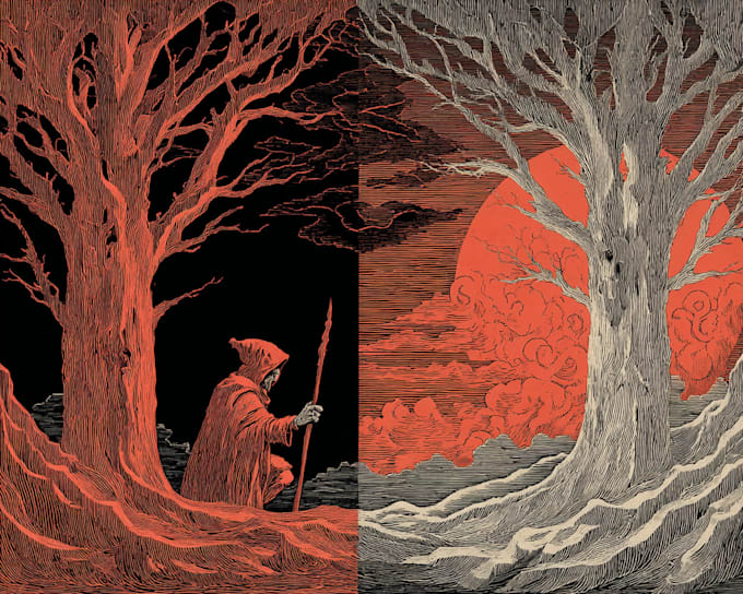 do linocut or woodcut illustrations