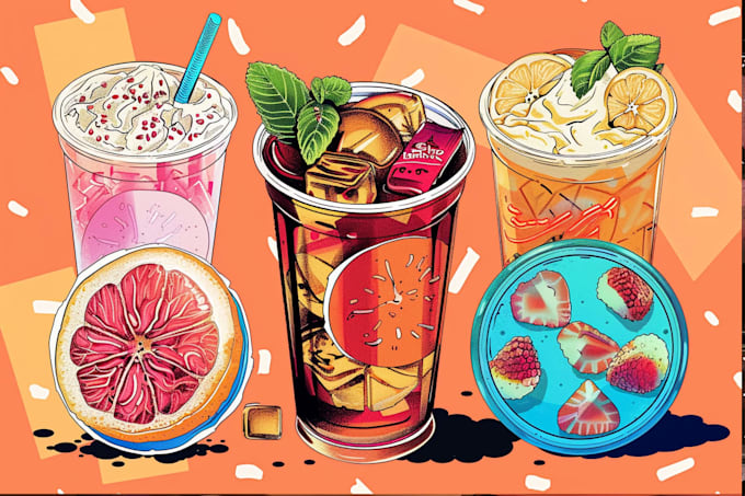 do food illustration, cartoon, food vector, menu design, vector